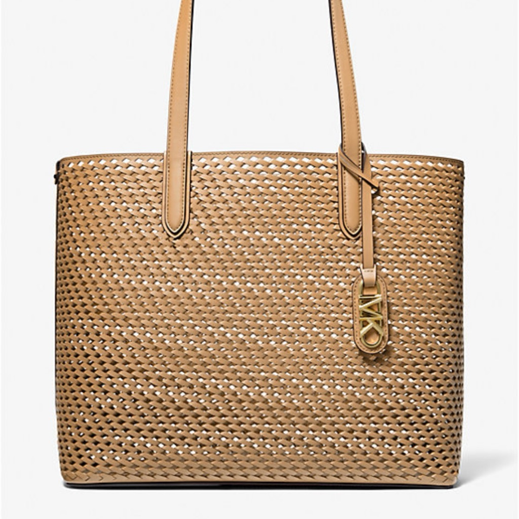 Michael Kors Eliza Extra Large Tote Hand Woven Leather Tote Bag